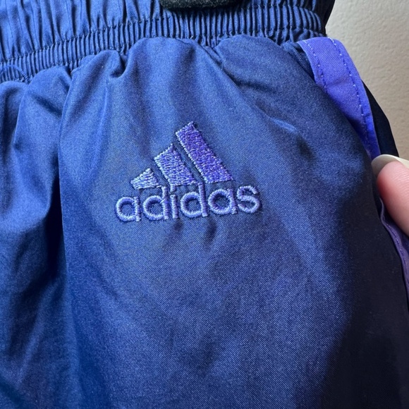 Adidas Women's Vintage Mesh Lined Track Pants Blue 3 White Stripes Zip Ankle XL - Picture 12 of 16